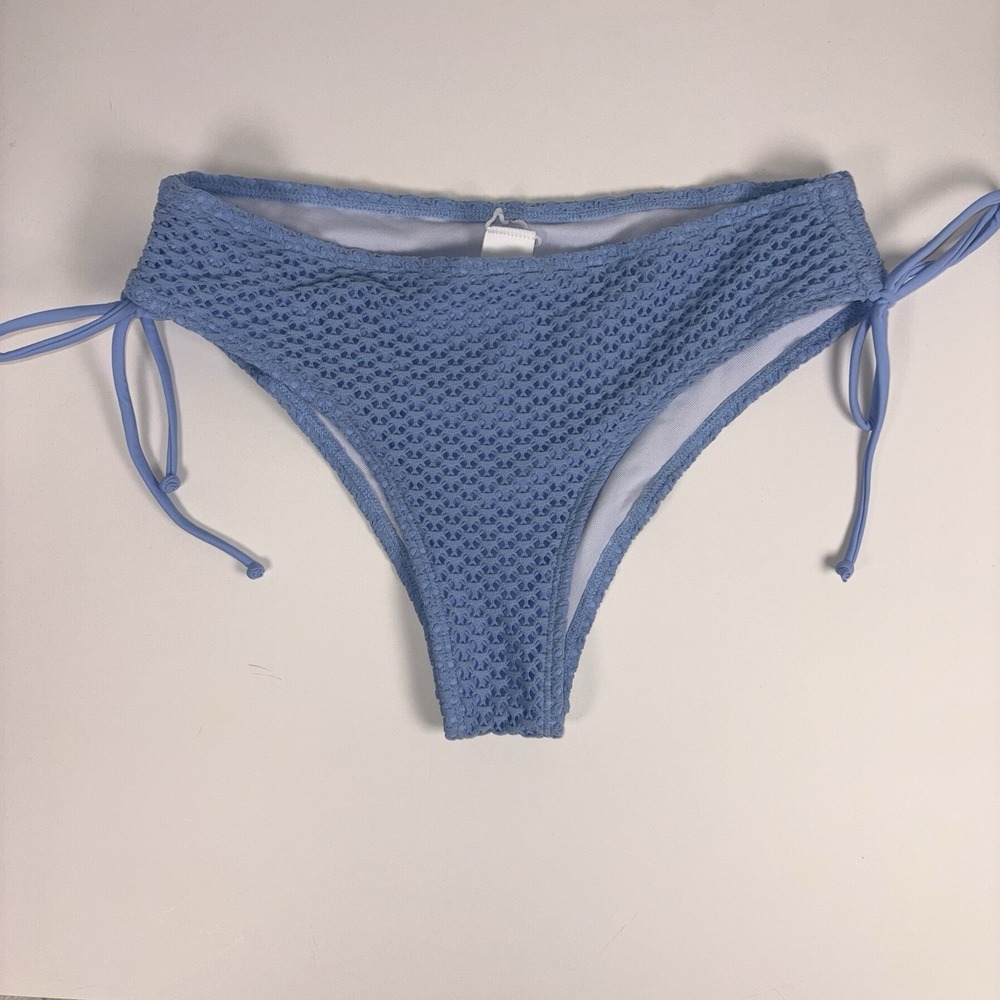 Cupshe Blue Crochet Bikini Bottom Small Boho Strappy Side Tie CAA12C6B126SS